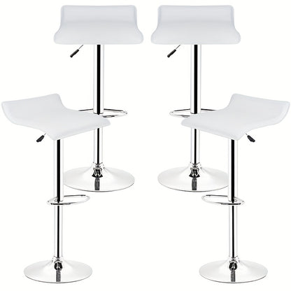 Barstoel – Barkruk – Barkrukken – Barstoelenset – Bistrostoel – Set Van 4 – Verstelbare Zithoogte – Vegan Kunstleer Wit