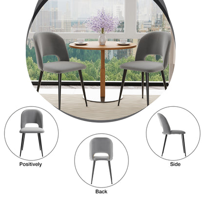 Eetkamerstoel – Stoel – Dining Chair – Keukenstoel – Dining Room Chair – Grijs Fluwelen Bekleding – Ergonomisch Ontwerp – 48x45x85 cm Compact Formaat