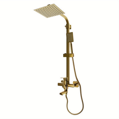 Doucheset – Douchekraan – Regendouche – Stortdouche – Handdouche – Verstelbare Hoogte 85-124 cm – Messing Gouden Afwerking