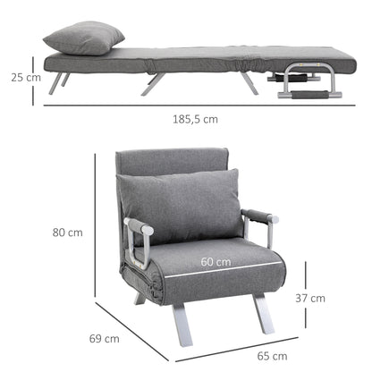 Relaxation Chair Recliner, Reclining Function, Guest Bed, 65 cm x 69 cm x 80 cm, Gray