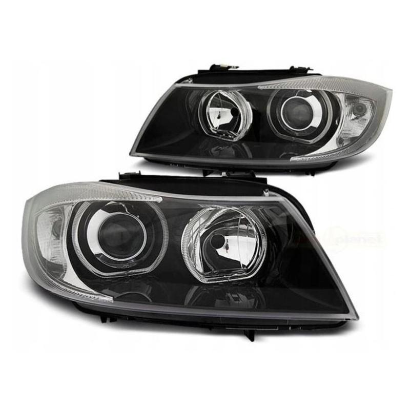 Koplampen BMW E90 – Autolampen – Led Verlichting – Angel Eyes – Auto Lichtunits – H7 Compatible – Witte LED Parklichten – Elektrische Hoogteverstelling