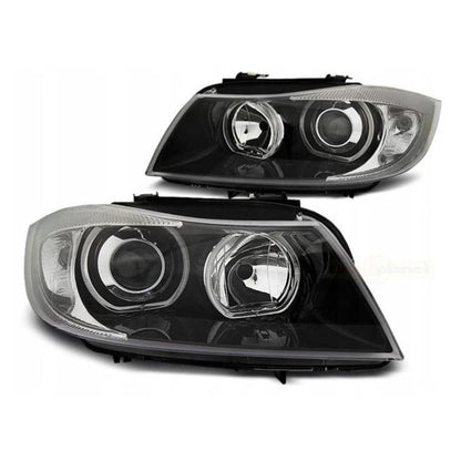 Koplampen BMW E90 – Autolampen – Led Verlichting – Angel Eyes – Auto Lichtunits – H7 Compatible – Witte LED Parklichten – Elektrische Hoogteverstelling