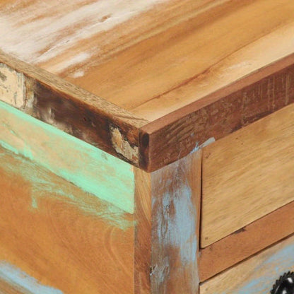 Salontafel – Koffietafel – Bijzettafel – Woonkamertafel – Tafel – Mid-Century Modern – Turquoise Blauw & Natuurlijk Hout – Compact 70x70x38 cm – Solide Houtconstructie met 4 Poten en Lades