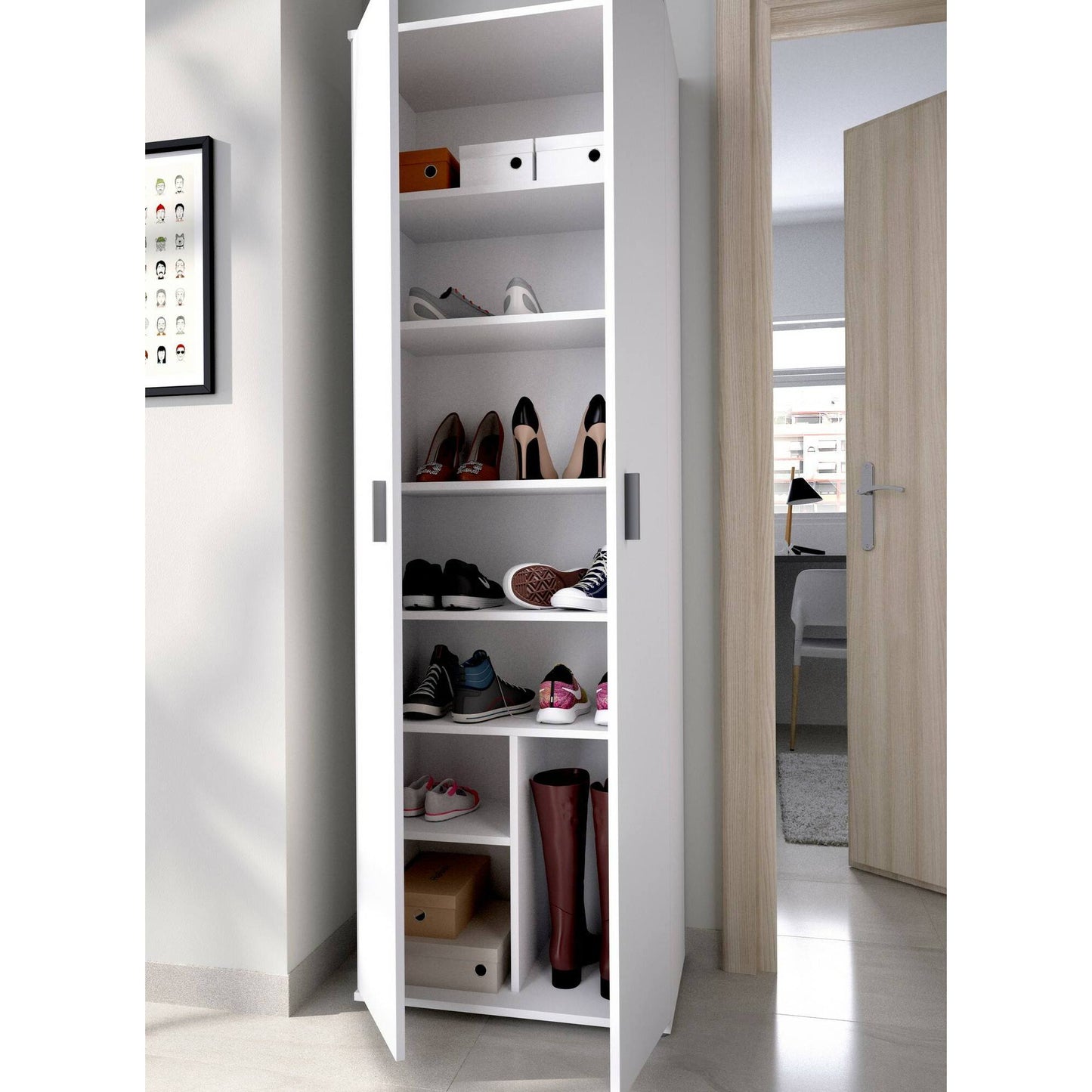 Multifunctionele Kast – Opbergkast – Schoenenkast – Garderobekast – Bijkeukenkast – Rovere – Verstelbare Planken – Kras- en Waterbestendig Melamine