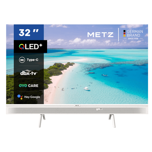 32” QLED Smart TV – Draagbare Televisie – HD Monitor – Mobiele TV – Compact Scherm – Handvat – Google TV – HDR10 Display – Bluetooth Geluid