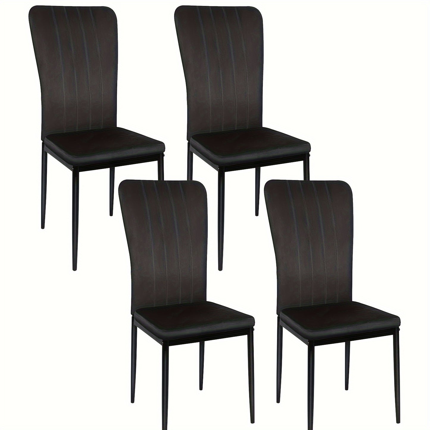 Eetkamerstoelen – Stoelen – Kuipstoelen – Keukenstoelen – Woonkamerstoelen – Zwarte Velvet Bekleding – Stabiel Metalen Onderstel – Set Van 4 – Hoge Rugleuning
