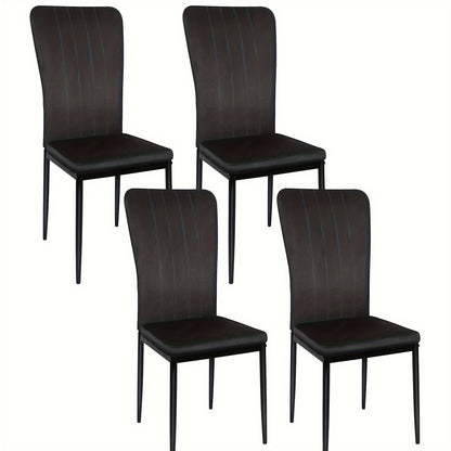 Eetkamerstoelen – Stoelen – Kuipstoelen – Keukenstoelen – Woonkamerstoelen – Zwarte Velvet Bekleding – Stabiel Metalen Onderstel – Set Van 4 – Hoge Rugleuning