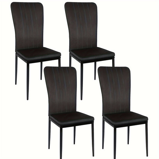 Eetkamerstoelen – Stoelen – Kuipstoelen – Keukenstoelen – Woonkamerstoelen – Zwarte Velvet Bekleding – Stabiel Metalen Onderstel – Set Van 4 – Hoge Rugleuning