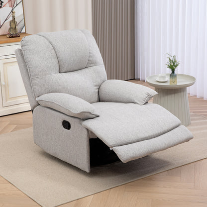 Relaxfauteuil – Relaxstoel – Leesstoel – Loungechair – Comfortstoel – Lichtgrijs – Manuele Verstelbare Rugleuning 145° – Linnenlook Stof Met Voetensteun