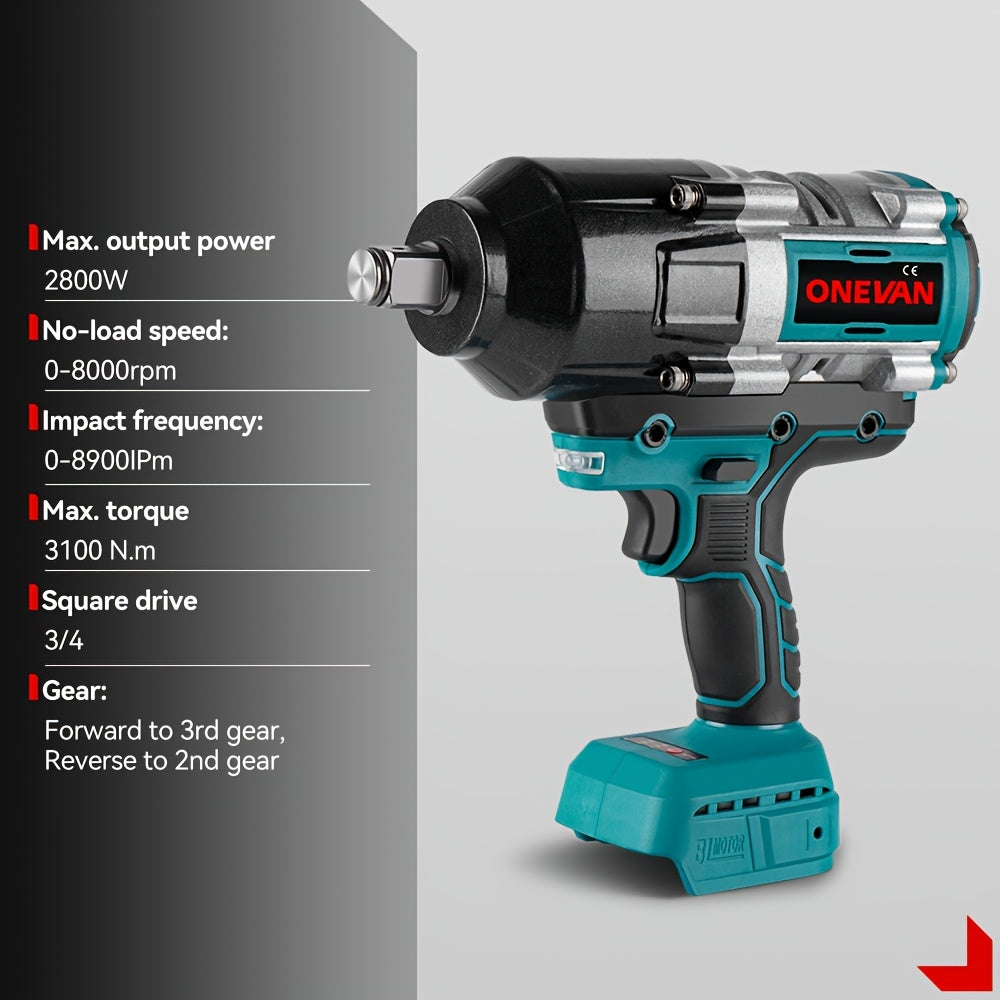 Accuboormachine – Accuschroevendraaier – Schroefmachine – Boormachine – Elektrische Schroevendraaier – 2 Batterijen – 3100 N·m Hoog Koppel – LED Werkverlichting