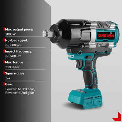 Accuboormachine – Accuschroevendraaier – Schroefmachine – Boormachine – Elektrische Schroevendraaier – 2 Batterijen – 3100 N·m Hoog Koppel – LED Werkverlichting