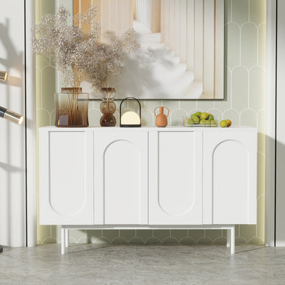 Wit Dressoir – Witte Kast – Opbergkast – Buffetkast – Sideboard – Modern Minimalistisch Design – MDF Duurzaam – 4 Deuren Boogpatroon