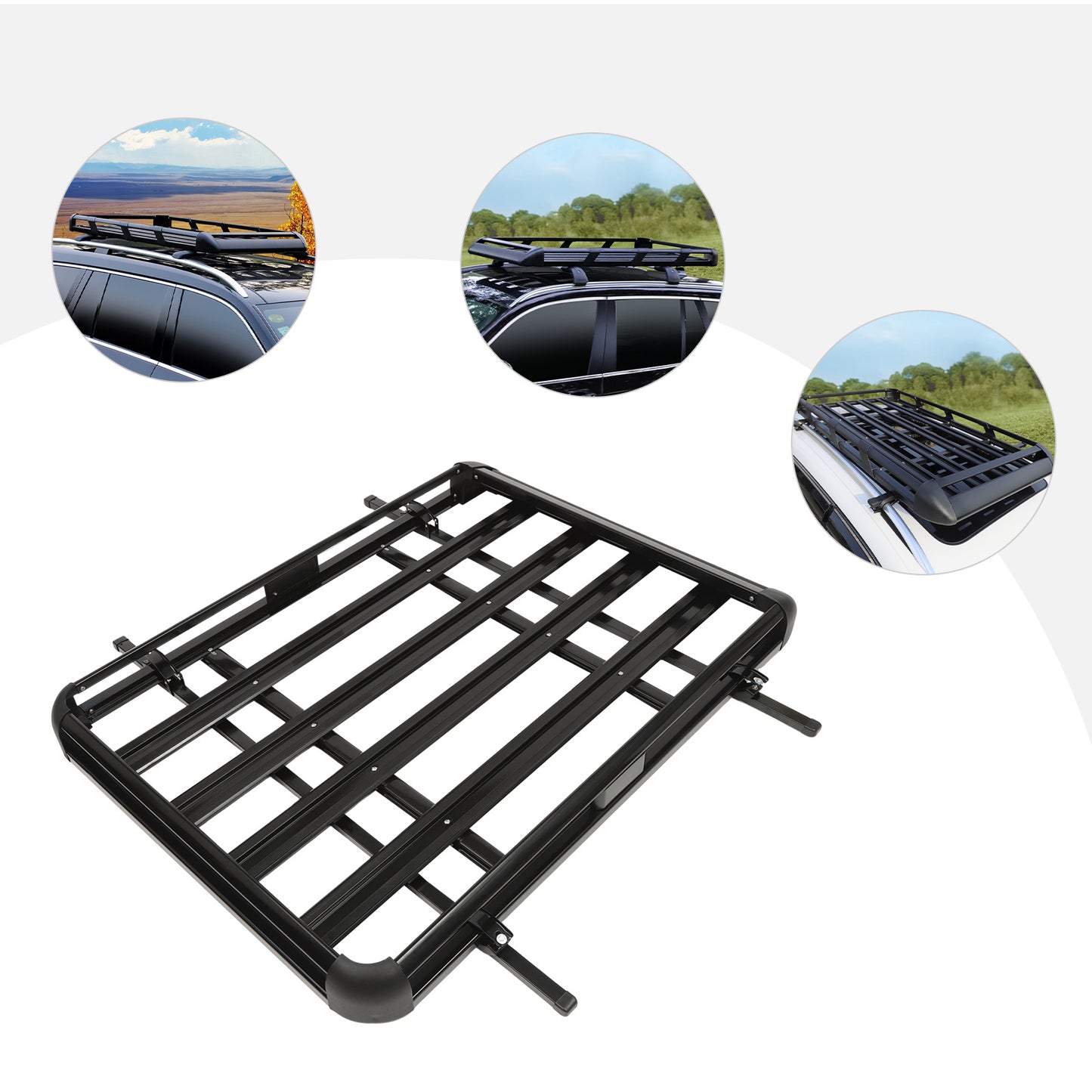 Dakkofferdrager – Dakdrager – Dakraildrager – Autodakdrager – Bagagedrager – Verstelbaar 100-135 cm – Maximaal 150 kg Draagvermogen – Aluminium, IJzer en Kunststof Zwart