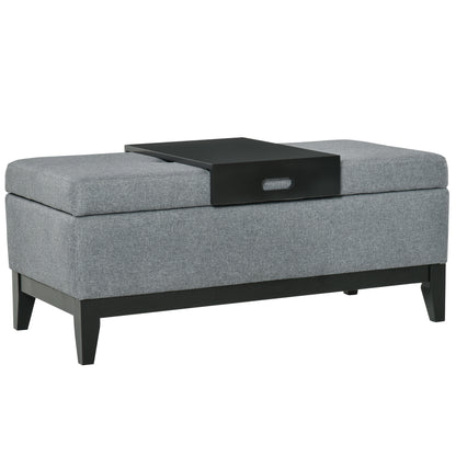 Opbergbank – Zitbank – Opbergbox – Poef – Halbank – Donkergrijs Polyester – 107x50x44 cm – Draagvermogen 120 kg