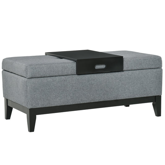Opbergbank – Zitbank – Opbergbox – Poef – Halbank – Donkergrijs Polyester – 107x50x44 cm – Draagvermogen 120 kg
