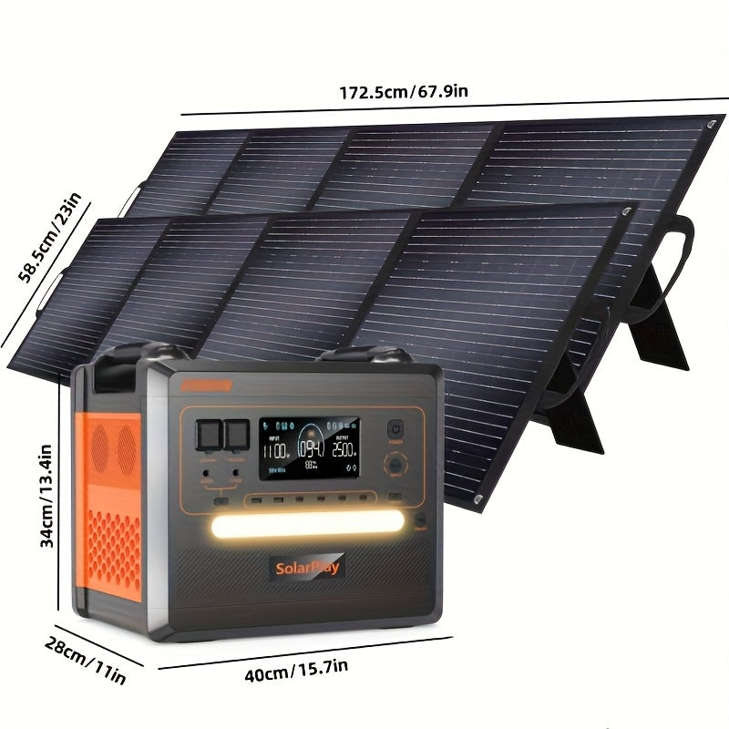 Zonne-energie Station – Zonnepaneel Generator – Mobiele Powerbank – Off-Grid Energiebron – Draagbare Zonnestroom – 2500W Vermogen – 2304Wh Batterijcapaciteit
