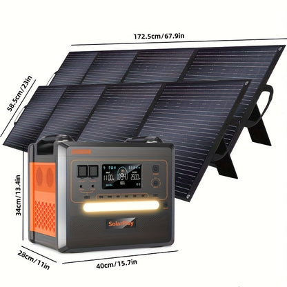 Zonne-energie Station – Zonnepaneel Generator – Mobiele Powerbank – Off-Grid Energiebron – Draagbare Zonnestroom – 2500W Vermogen – 2304Wh Batterijcapaciteit