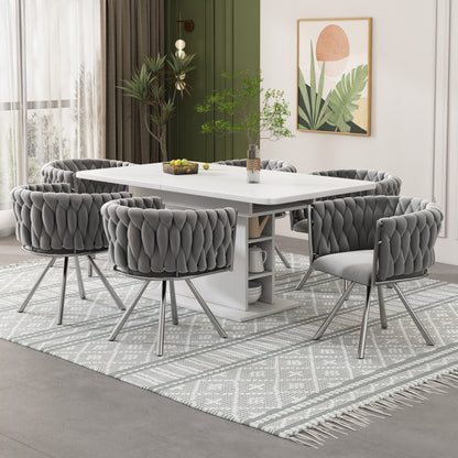 Draaifauteuil – Fauteuil – Stoel – Loungefauteuil – Relaxstoel – Velvet Fluweel – Met Metaal Frame – Draaibaar – Set van 2 – Grijs/Zilverkleurig