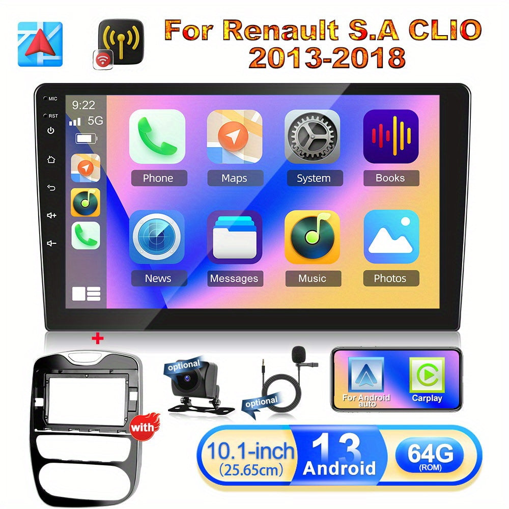 Android 13 Double Din Autoradio – Auto Stereo – Multimedia Systeem – Navigatie Radio – Touchscreen Radio – 10,1 Inch HD Scherm – 4GB+64GB – Inclusief AHD Camera & Microfoon