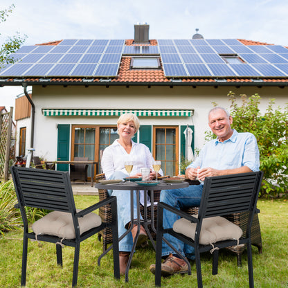 Tuinstoelen – Buitensstoel – Balkonstoel – Terrasstoel – Tuinmeubelstoel – Set Van 4 – Zwart Met Houtlook – Weerbestendig Staal En HDPE