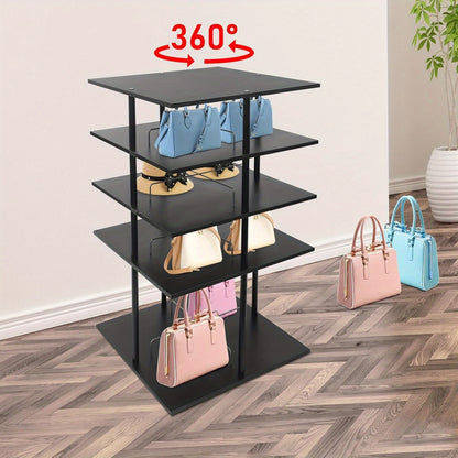 Draaibaar Schoenenrek – Schoenenkast Toren – Schoenendisplay – Schoenopberger – Schoenenrek 4-Lagen – 360° Draaibaar Design – Stevig Metaal Zwart