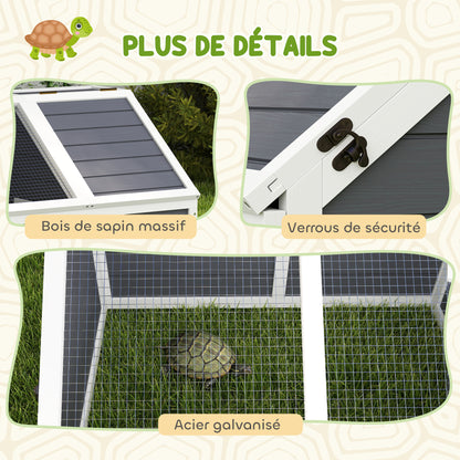 Buitenverblijf Schildpadden – Ren Schildpad – Houten Buitenren – Dierverblijf Konijnen – Buitenhok Kleine Dieren – Zonder Bodem – Scharnierend Deksel – Stevige Verankering – Lichtgrijs
