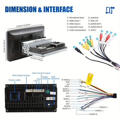 Single DIN Autoradio – Auto Stereo – Multimedia Speler – Car Audio Systeem – Navigatiesysteem – 10,1 Inch Draaibaar Scherm – Android 14.0 Met Wireless CarPlay & Android Auto