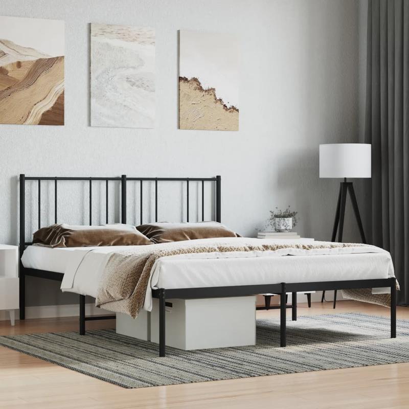 Modern Minimalist Bed Frame with Headboard - Heavy-Duty All-Metal Construction, Tool-Free Assembly, Extra Long Legs for Stability - Fits Standard Mattresses - Ideal for Small Spaces & Contemporary Bedrooms - 120x190cm (47x75i