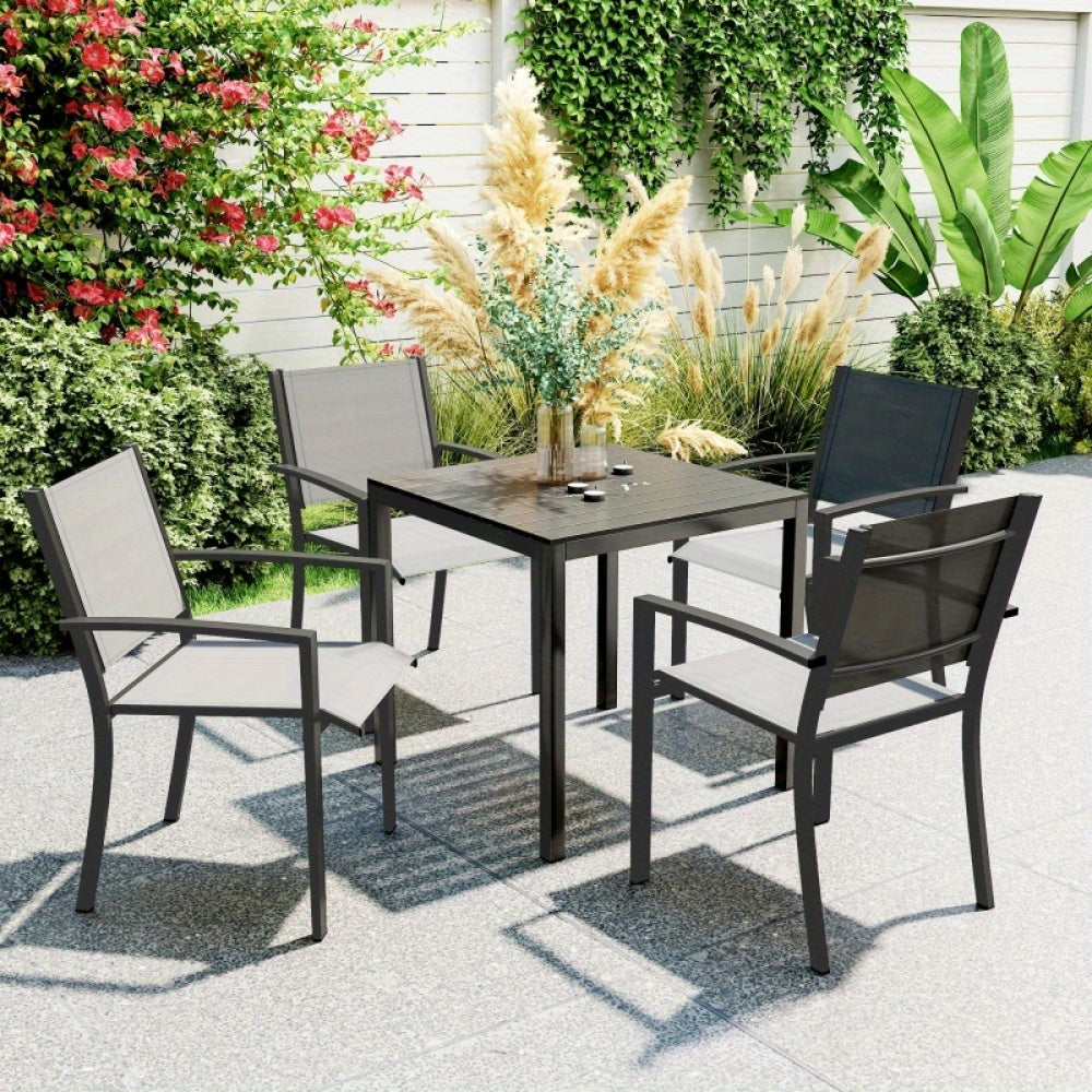 Opvouwbare Tafel – Buiten Tafel – Tuin Tafel – Camping Tafel – Balkon Tafel – Aluminium Houtcomposiet – 4 Wielen Anti-Slip – Weerbestendig Zwart