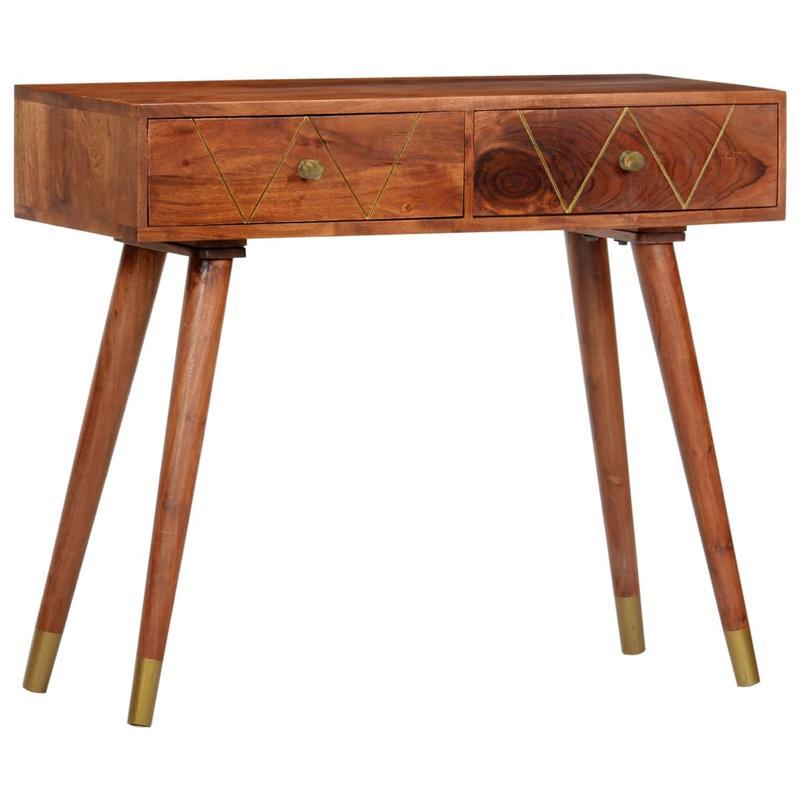 Acacia Houten Sidetable – Wandtafel – Console Tafel – Houten Tafel – Bijzettafel – Rustiek Design – 90x35x76 cm – Gouden Accenten