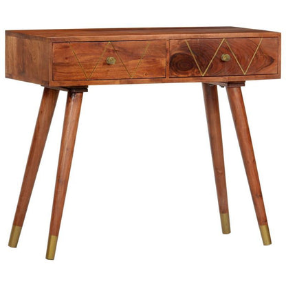 Acacia Houten Sidetable – Wandtafel – Console Tafel – Houten Tafel – Bijzettafel – Rustiek Design – 90x35x76 cm – Gouden Accenten