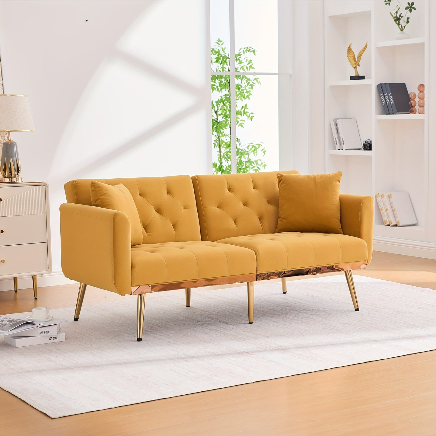 Multifunctionele Slaapbank – Slaapbank – Bedbank – Loungesofa – Modulair Bankstel – Grijs – Wisselbare Chaise Lounge – Opbergruimte Onder Zitting – Bamboe Frame