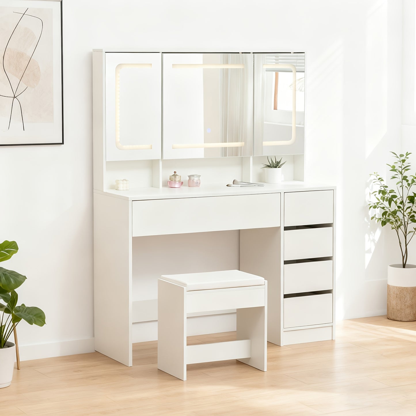 Keukenkast – Opbergkast – Dressoir – Vitrinekast – Buffetkast – Wit – Duurzaam Bamboe – 12 Deuren & Lades – 80x40x180 cm