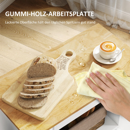 Vloerstaande Keukenplank – Keukenrek – Opbergplank – Keukenkast – Keukenmeubel – Rustiek Bruin – 5 Planken & 2 Stopcontacten – X-Vormige Stalen Ondersteuning