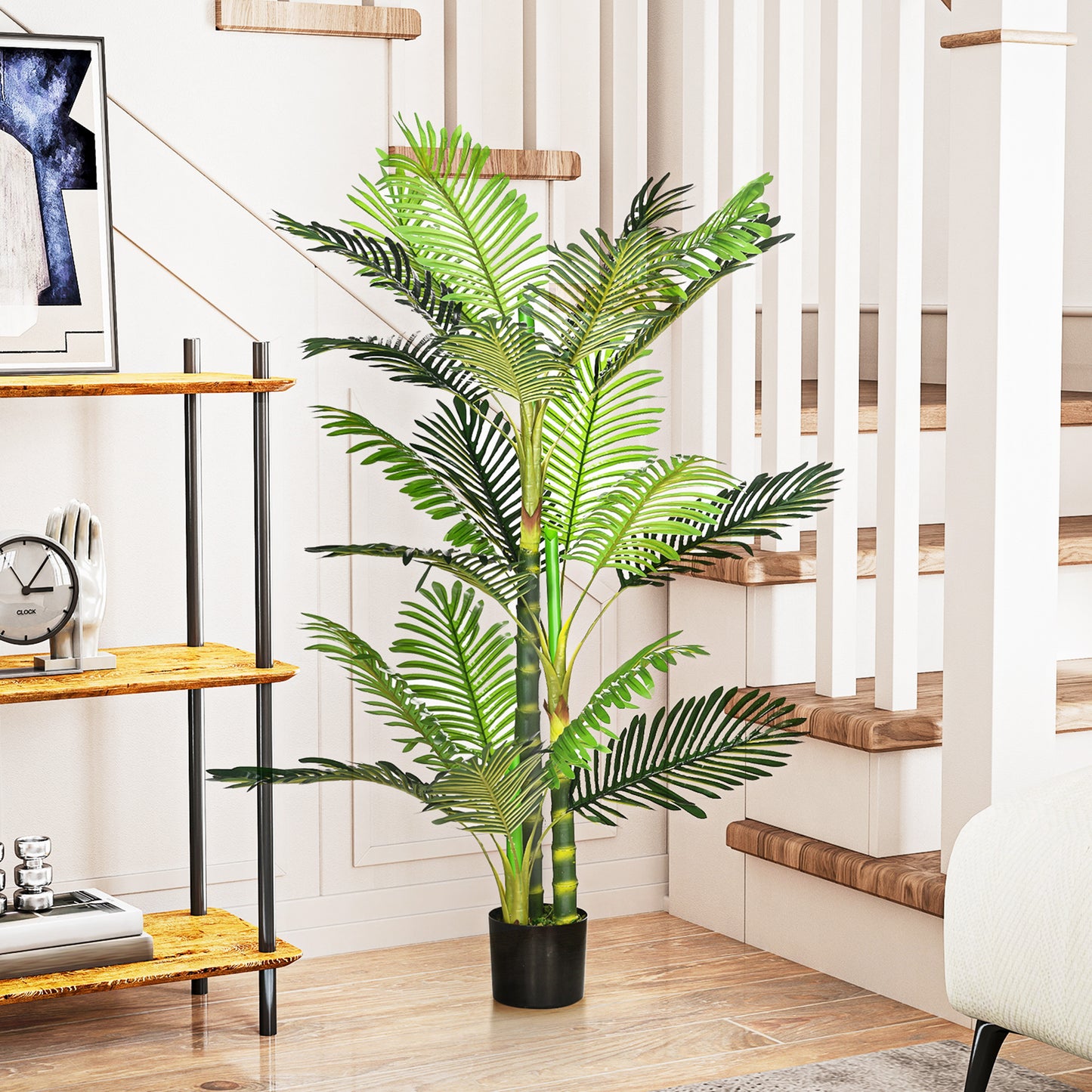 Kunstpalm – Kunstplant – Levensechte Palm – Nepplant – Decoratieve Plant – Inclusief Zwarte Pot – 150 cm Hoog – Onderhoudsvrij