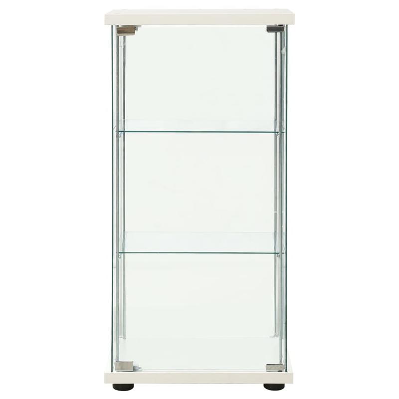 Vitrinekast – Showcasekast – Opbergkast – Displaykast – Kastje – Wit – 4 Legplanken – Shutterdeuren – Compact <68,5 cm – Houtvezelplaat & Hardhout