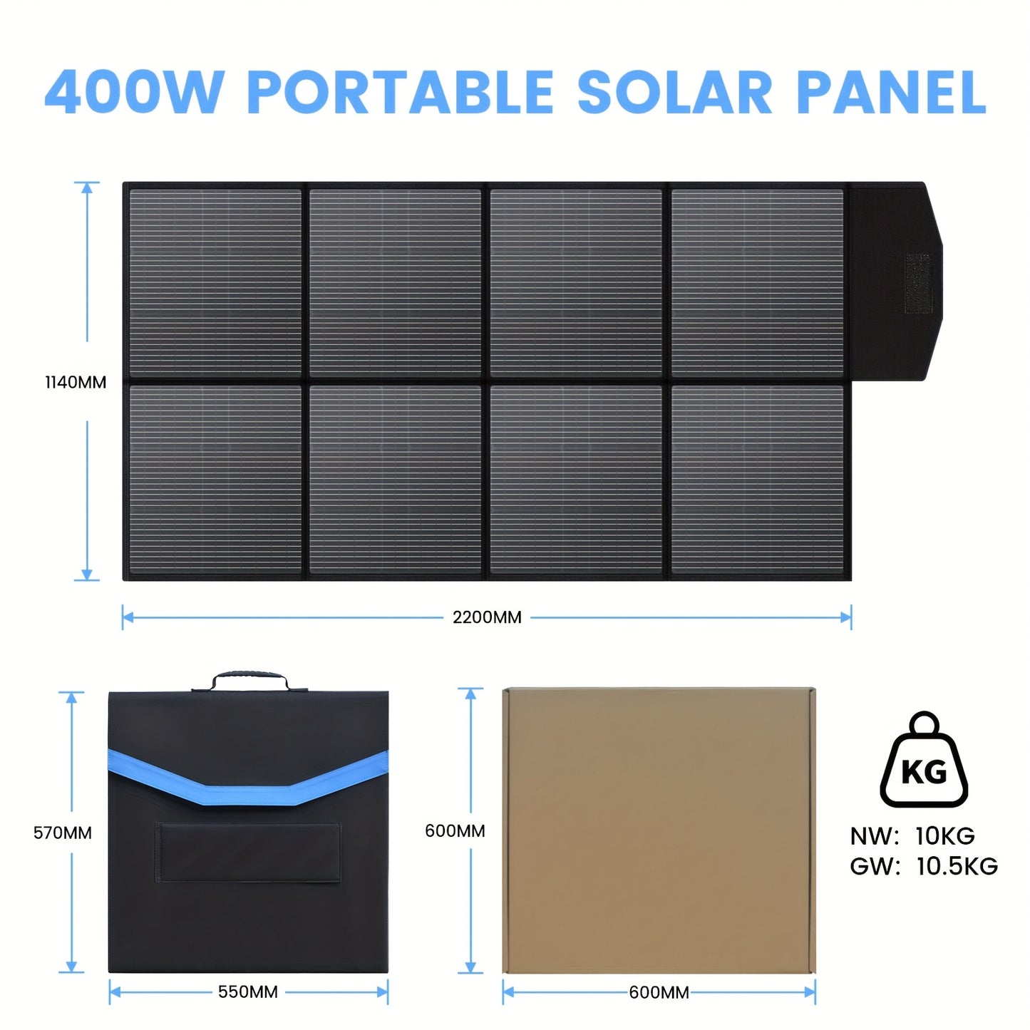 Draagbaar Zonnepaneel – Opvouwbaar Paneel – Mobiele Zonne-energie – Camping Zonnepaneel – 400 Watt Vermogen – Veilig Tot 36V