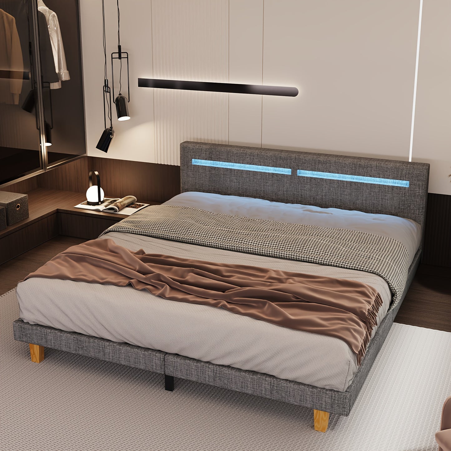 Bedframe Queen – Bedbodem – Tweepersoonsbed – Platformbed – Lattenbodem – Met Metaal En Hout – 180x200 cm – Draagkracht 360 kg