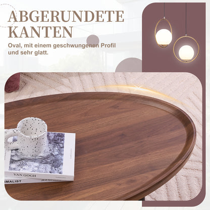 Salontafel Ovalen – Koffietafel – Bijzettafel – Tafel – Woonkamertafel – Bruin – Scandinavisch Design – Stevig Metalen Frame