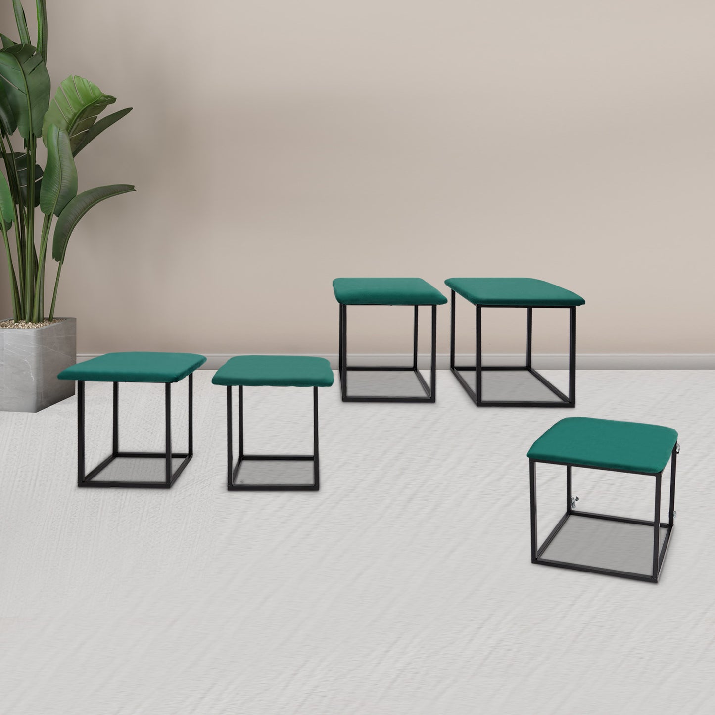 Ottoman – Poef – Voetenbank – Opbergkist – Zitbankje – 5-in-1 Multifunctioneel – Compact 18x48 cm – Comfortabele Memory Foam – Groen