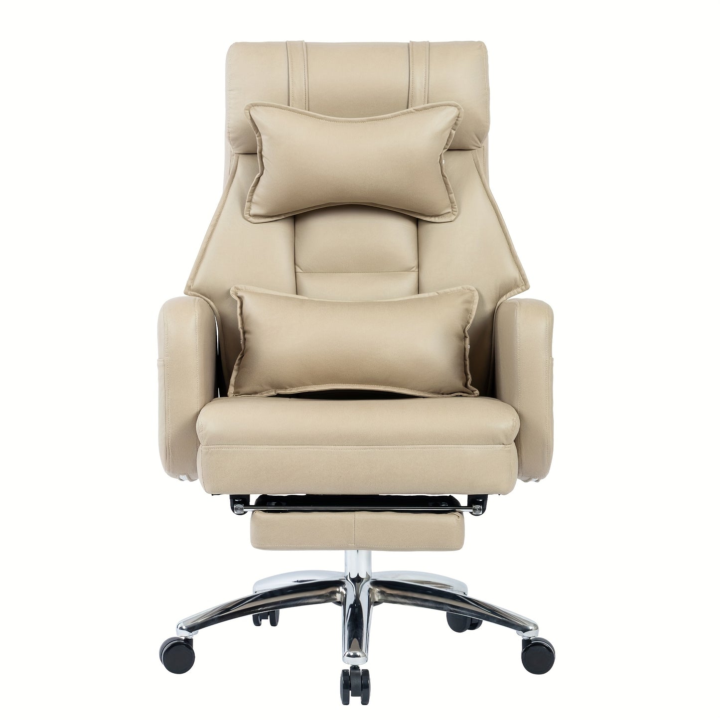 Gamingstoel – Gamestoel – Bureaustoel – Game Chair – Draaibare Ergonomische Stoel – 155° Kantelbaar – Met Lendensteun En Hoofdsteun – Comfortabele Beige Lounge Chair