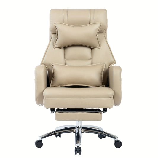 Gamingstoel – Gamestoel – Bureaustoel – Game Chair – Draaibare Ergonomische Stoel – 155° Kantelbaar – Met Lendensteun En Hoofdsteun – Comfortabele Beige Lounge Chair