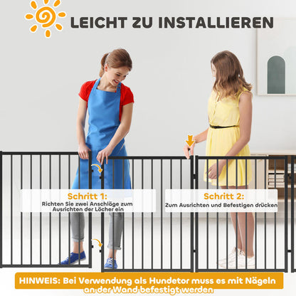 Puppy Playpen, Foldable Portable Dog Playpen, Steel Puppy Playpen, Lockable Door, Weather , Black
