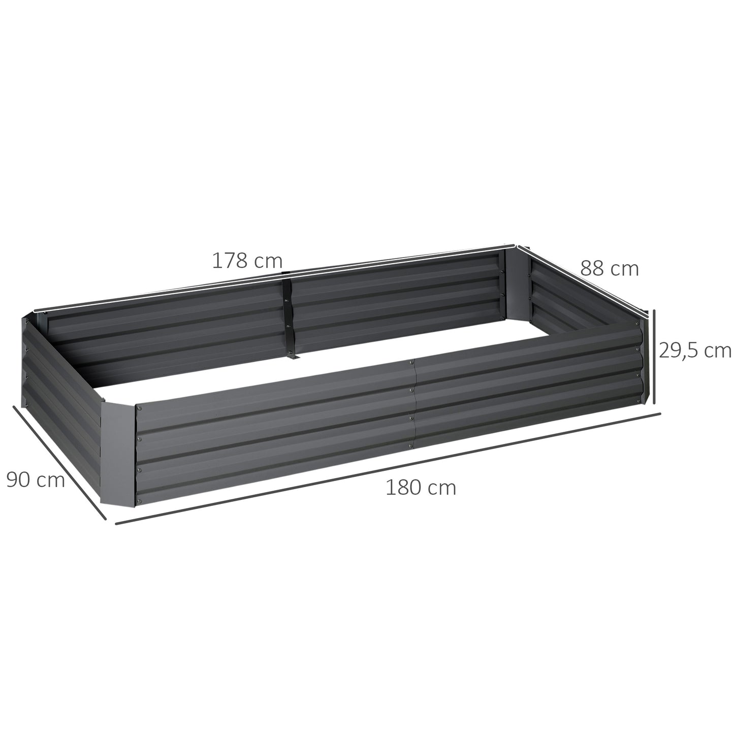 Metalen Bloembak Tuinbak Plantbak Plantenbak Kruidenbak – Antraciet Grijs – Grote Capaciteit 180x90x29,5 cm – Roestbestendig Met Klimrek
