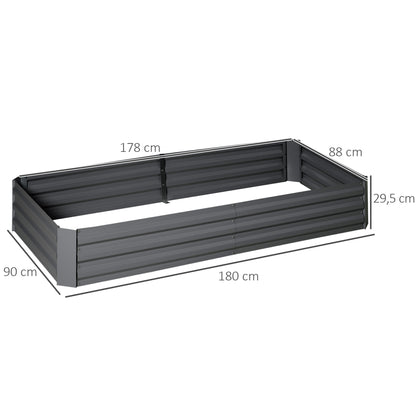 Metalen Bloembak Tuinbak Plantbak Plantenbak Kruidenbak – Antraciet Grijs – Grote Capaciteit 180x90x29,5 cm – Roestbestendig Met Klimrek