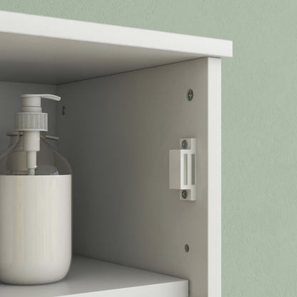 Badkamerkast – Kolomkast – Opbergkast – Toiletkast – Badmeubel – Wit tweekleurig design – Compact 35x30x170 cm – MDF en massief hout