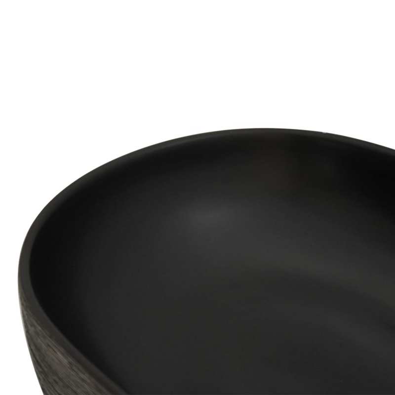 Waskom – Opzetwaskom – Wastafel – Keramische Wasbak – Badkamerkom – Zwart-Grijs – Ovaal – 59x40x14 cm – Duurzaam Keramiek – Modern Strak Design