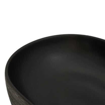 Waskom – Opzetwaskom – Wastafel – Keramische Wasbak – Badkamerkom – Zwart-Grijs – Ovaal – 59x40x14 cm – Duurzaam Keramiek – Modern Strak Design