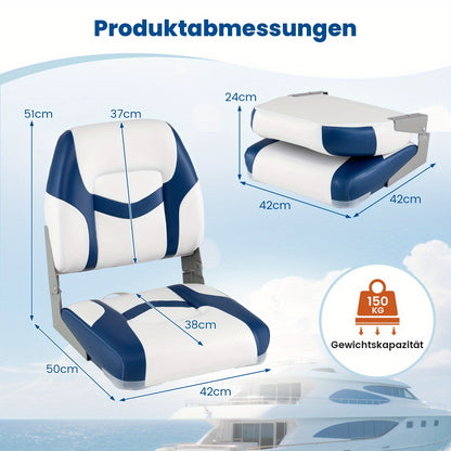 Bootstoel – Bootstoel Klapstoel – Bootstoelen Set – Stuurstoel – Bootzitje – Inklapbaar – Waterdicht PVC – 7 cm Dikke Zitting