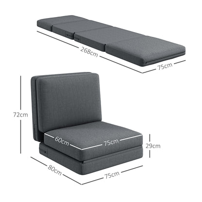 Inklapbare Vloerstoel – Vloerzetel – Zitkussen Stoel – Lounge Stoel – Zitzak – Donkergrijs – Extra Zacht Kussen – Ruime Afmetingen 75x268 cm